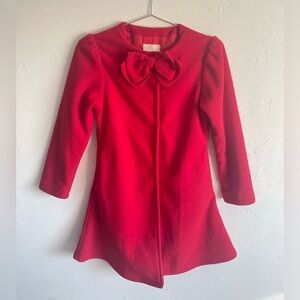 Copper key girls fleece satin lined red coat bow collar 10/12 excellent conditio